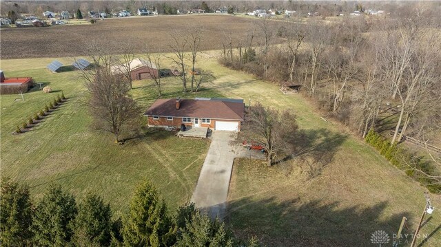 bird's eye view featuring a rural view