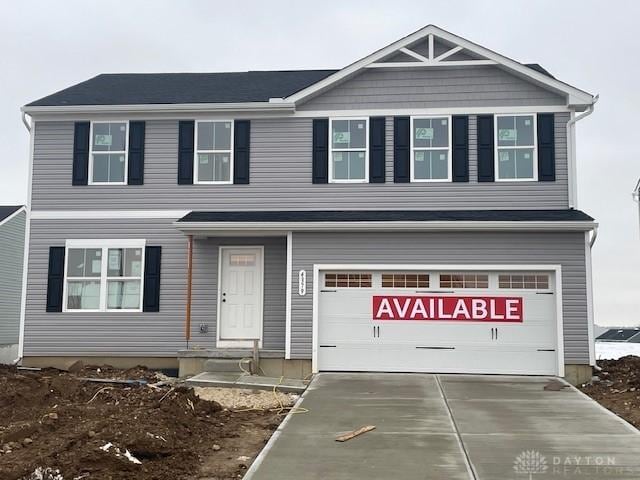 view of front of house with a garage