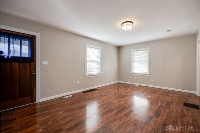 foyer featuring dark hardwood / wood-style floors and a healthy amount of sunlight