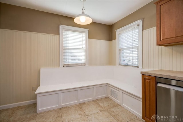 interior space featuring light tile patterned floors