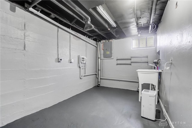 basement with electric panel