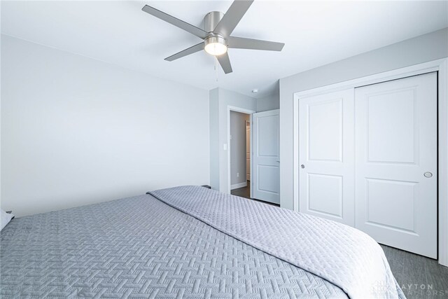 bedroom with a closet and ceiling fan