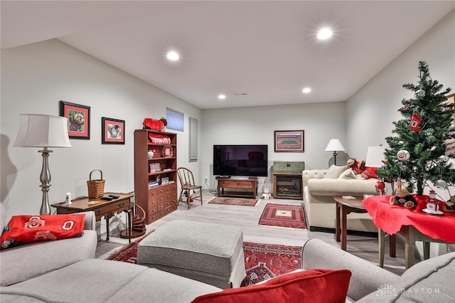 living room with light wood-type flooring