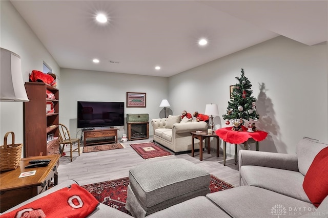 living room with light wood-type flooring