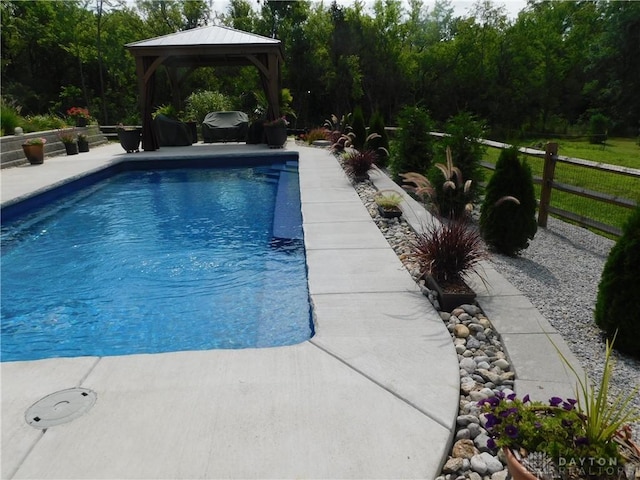 view of pool featuring a gazebo