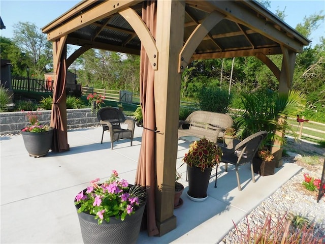 view of patio / terrace featuring a gazebo