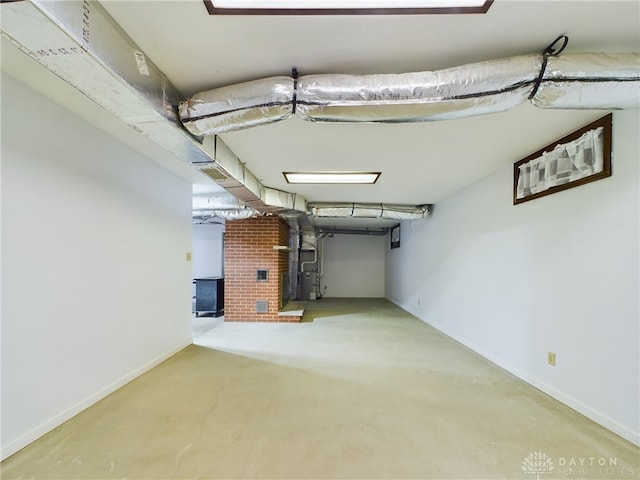 basement with heating unit