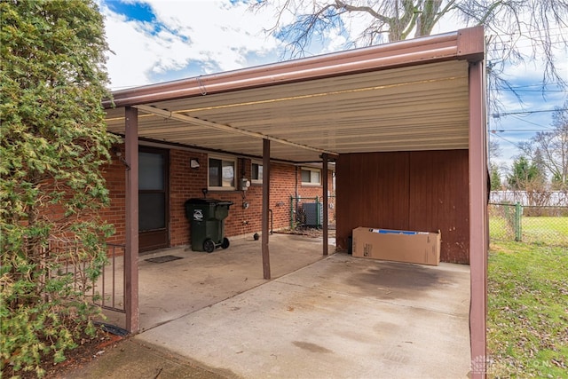 view of car parking featuring a carport