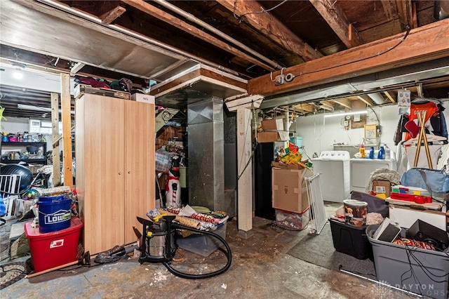 basement with separate washer and dryer