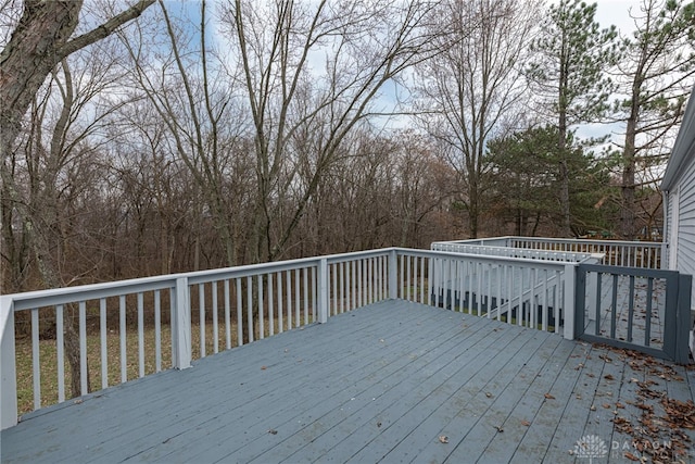 deck featuring a water view