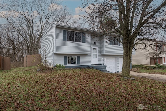 bi-level home with a garage