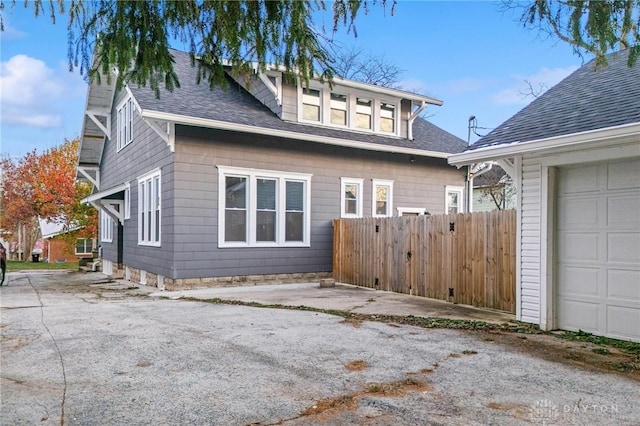 exterior space featuring a garage