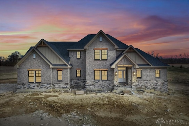craftsman inspired home featuring board and batten siding