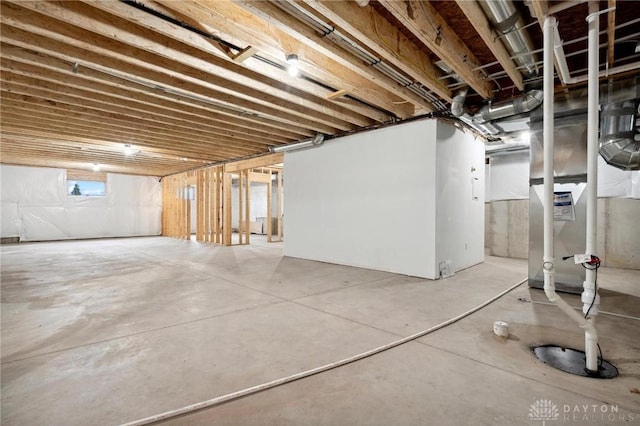 below grade area with heating unit