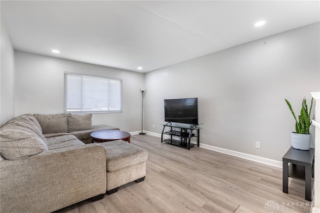 living room with light wood-type flooring