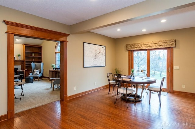 dining space featuring hardwood / wood-style floors