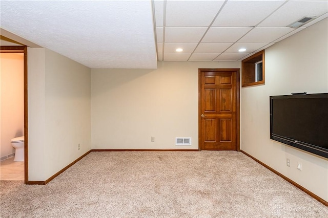 unfurnished living room with light carpet