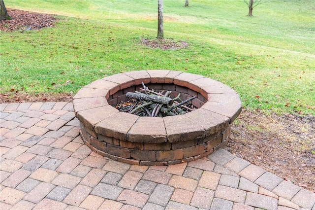 exterior details with a fire pit