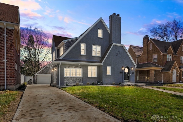 view of front of house with a yard