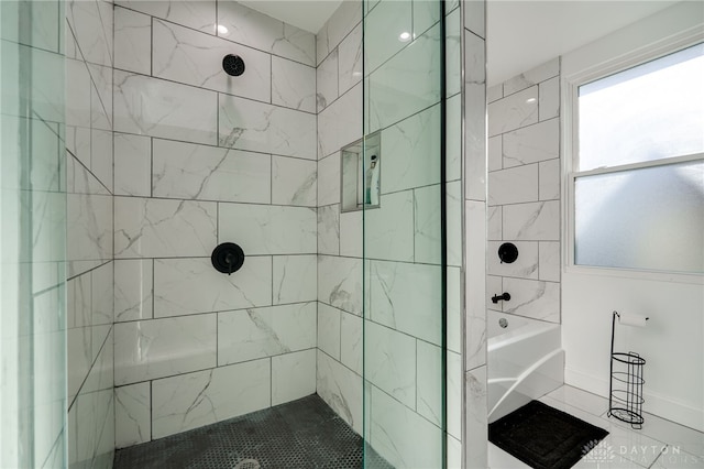 bathroom with independent shower and bath