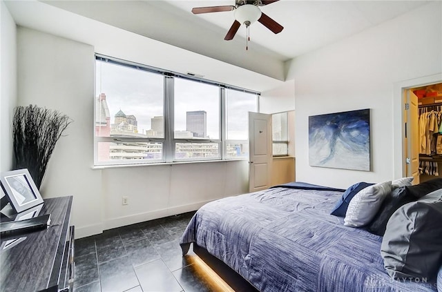 bedroom featuring ceiling fan