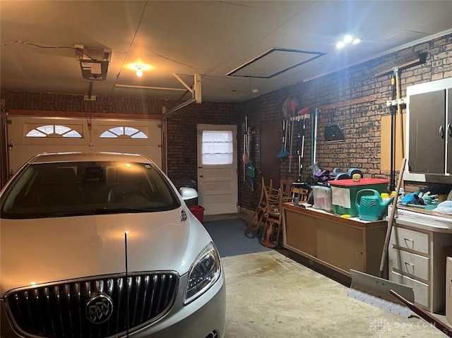 garage with a garage door opener