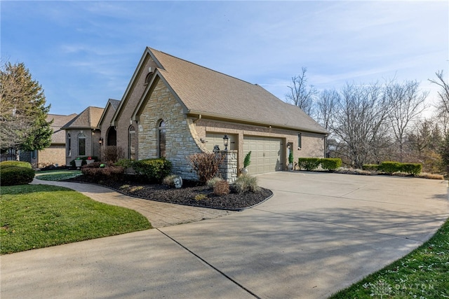 view of home's exterior featuring a garage and a yard