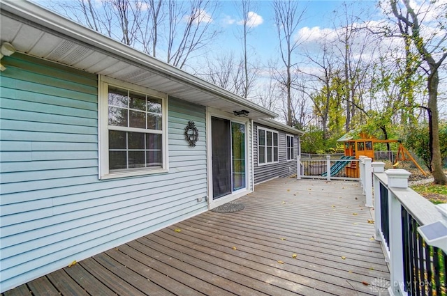 deck featuring a playground