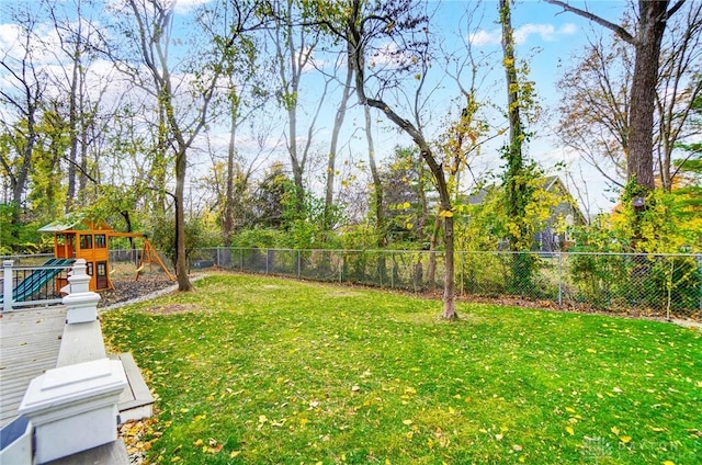 view of yard with a playground