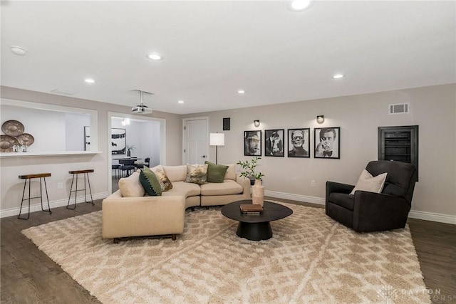 living room featuring hardwood / wood-style floors