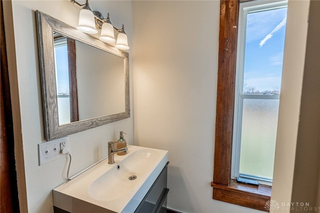 bathroom featuring plenty of natural light and vanity