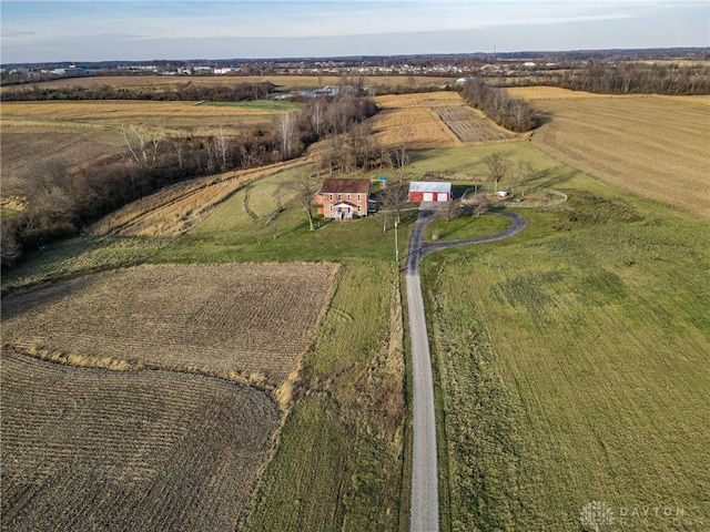 bird's eye view featuring a rural view