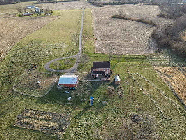 drone / aerial view with a rural view