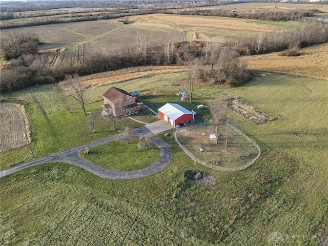 drone / aerial view with a rural view