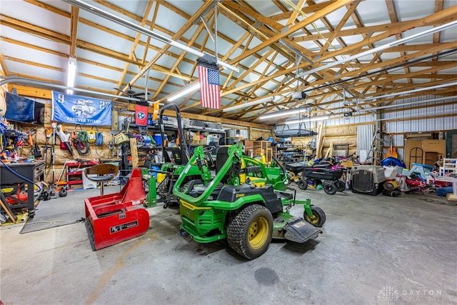 garage featuring a workshop area