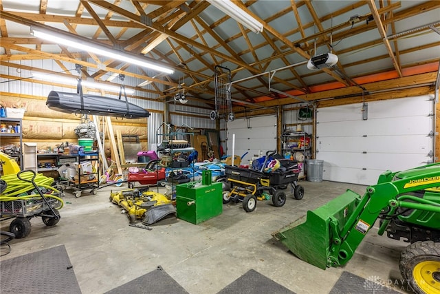 garage with a garage door opener