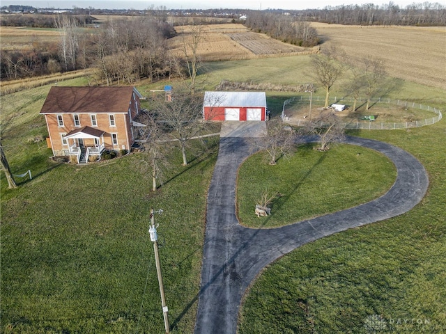 bird's eye view featuring a rural view