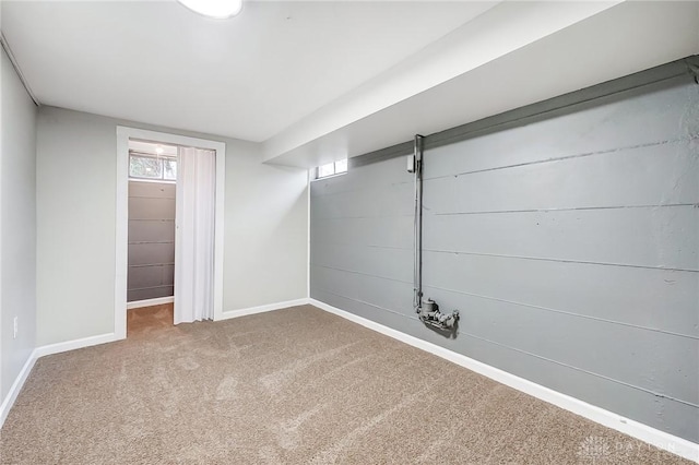 basement with carpet flooring and plenty of natural light