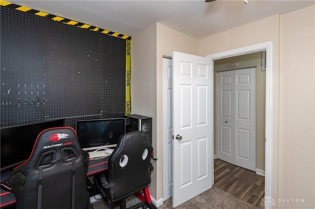 office area with wood finished floors