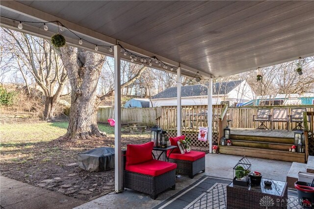 view of patio with an outdoor living space