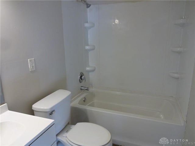 full bathroom with vanity, toilet, and tub / shower combination