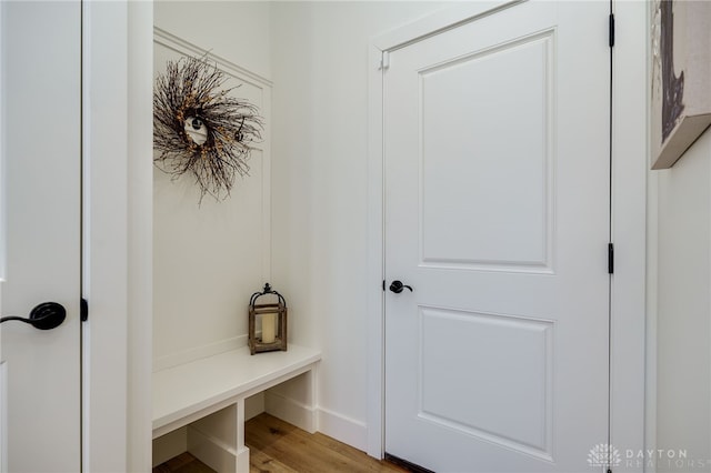 mudroom featuring light hardwood / wood-style flooring