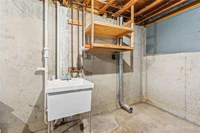 basement featuring sink