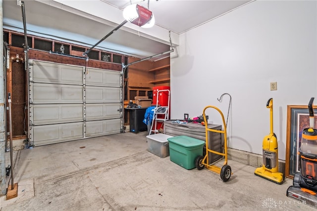 garage with a garage door opener