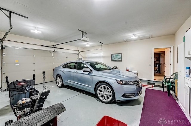 garage with a garage door opener