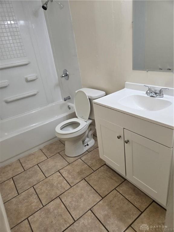 full bathroom featuring vanity, toilet, and tub / shower combination