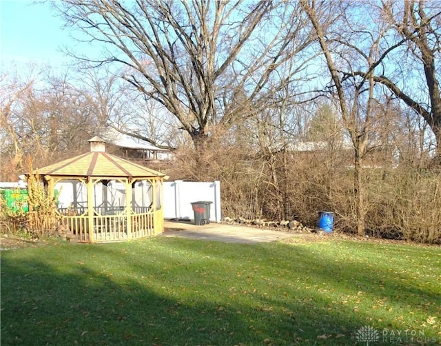 view of yard featuring a gazebo