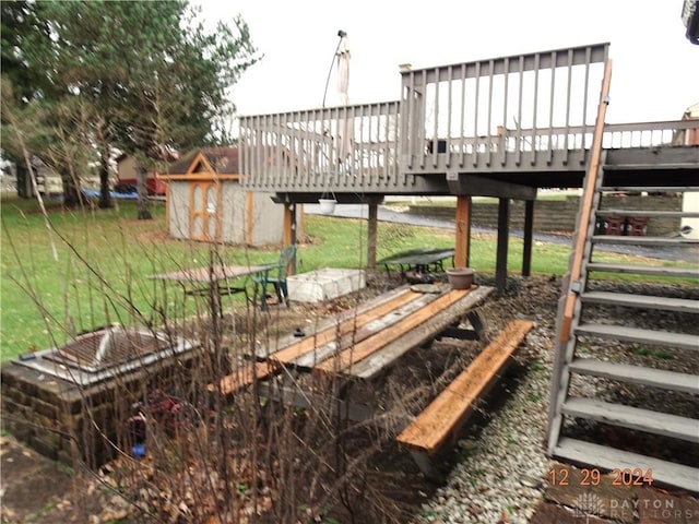 view of yard with a deck