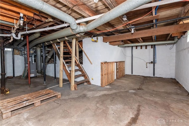 basement with heating unit