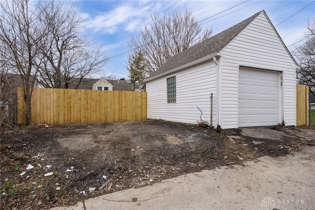 view of garage